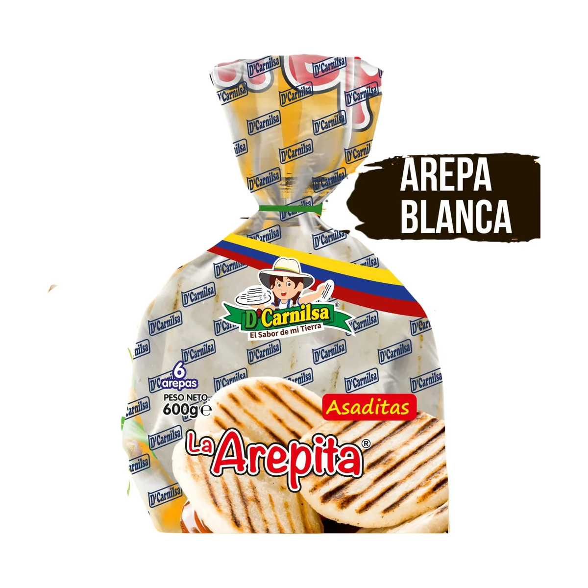 Arepa blanca D´CARNILSA 800g x 6und - Latineo Imagen principal del producto