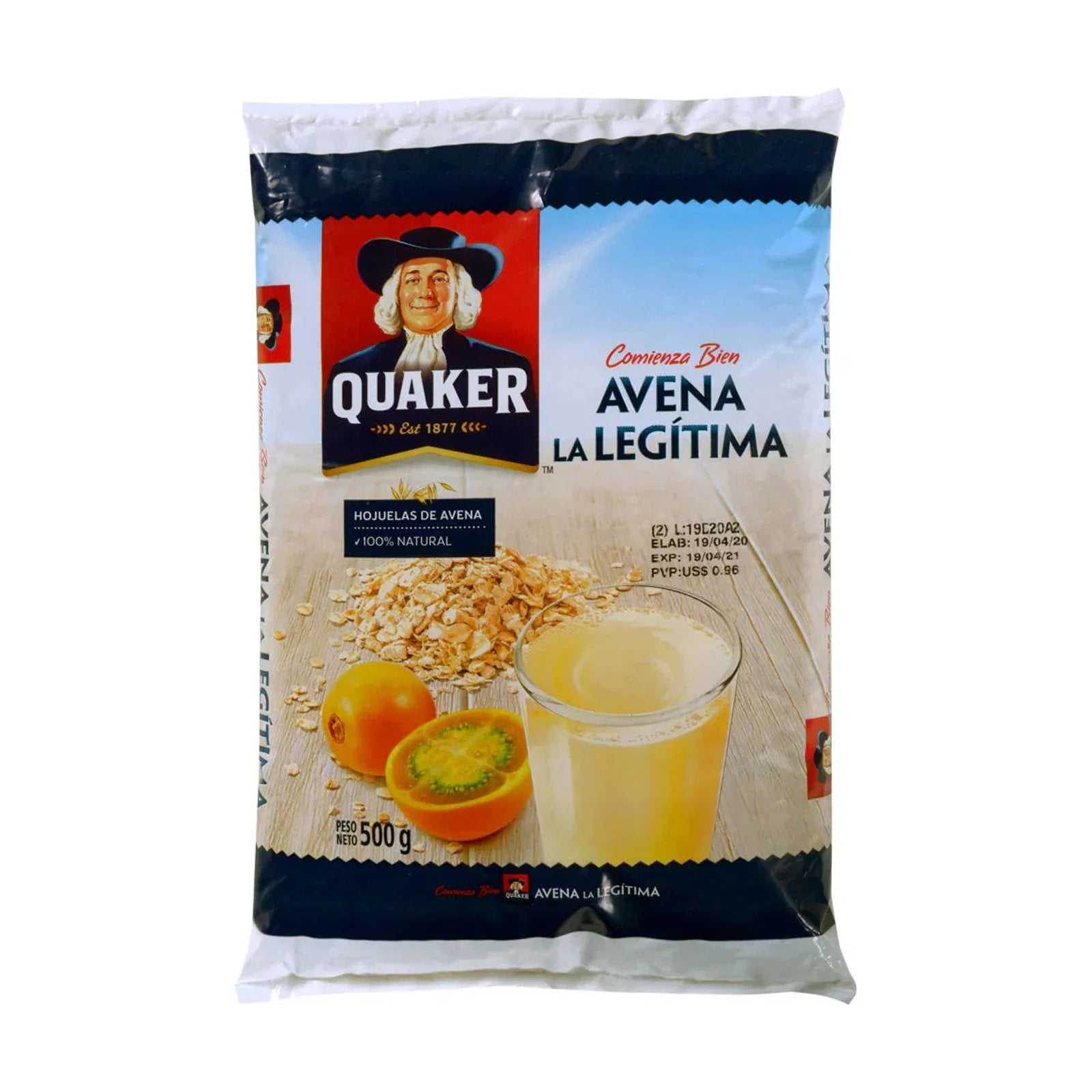 Avena Quaker Hojuelas 500g - Latineo Imagen principal del producto