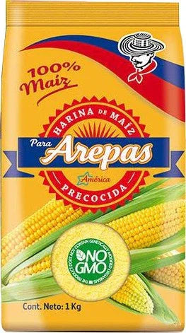 Harina de Maíz Precocida Amarilla AMÉRICA 1kg - Latineo Imagen principal del producto