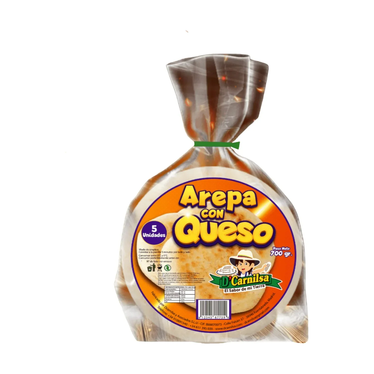 Arepa con queso D´CARNILSA 700g x 5u - Latineo