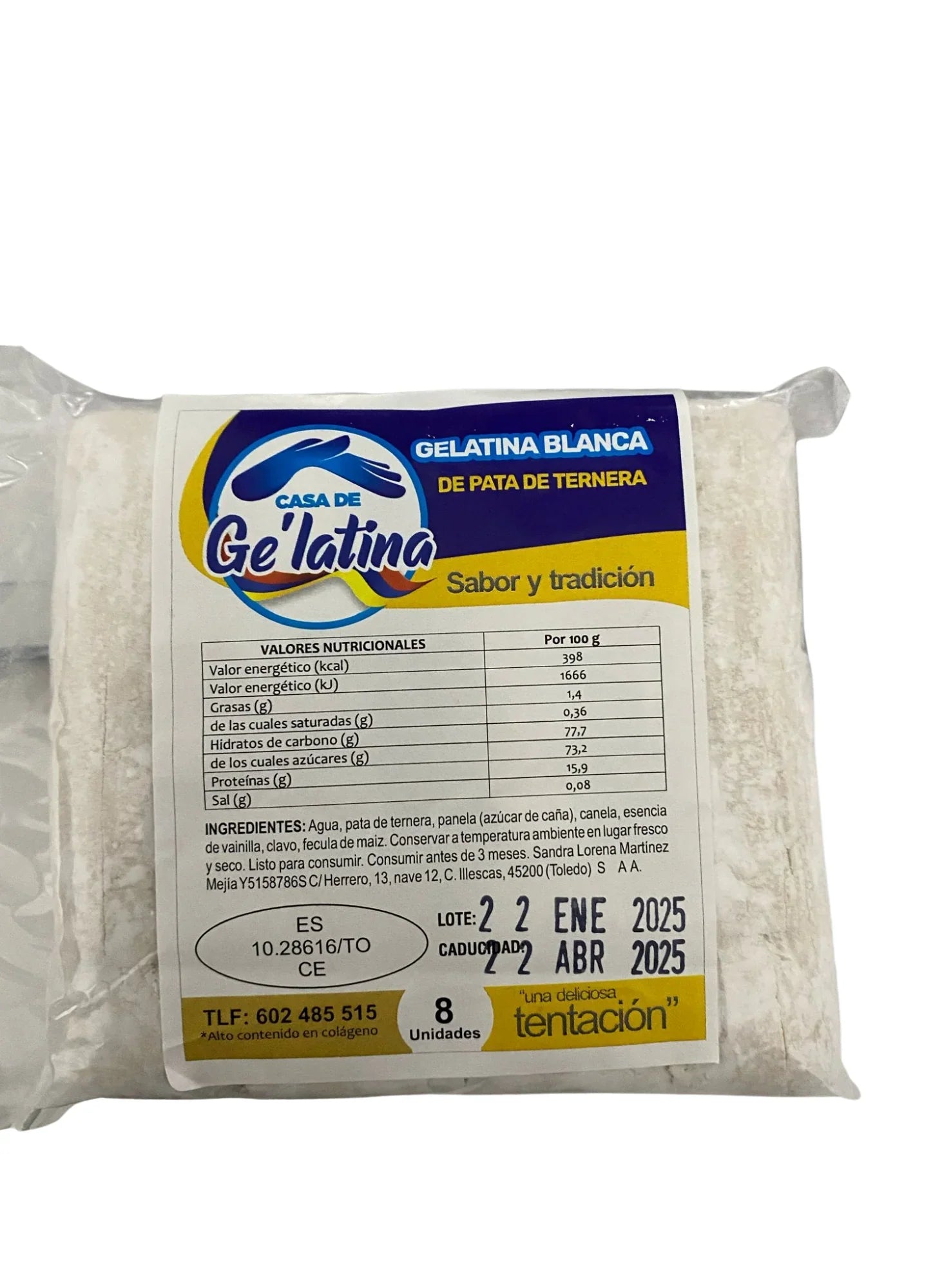 Gelatina de pata blanca GE'LATINA 8 unidades - Latineo Imagen principal del producto