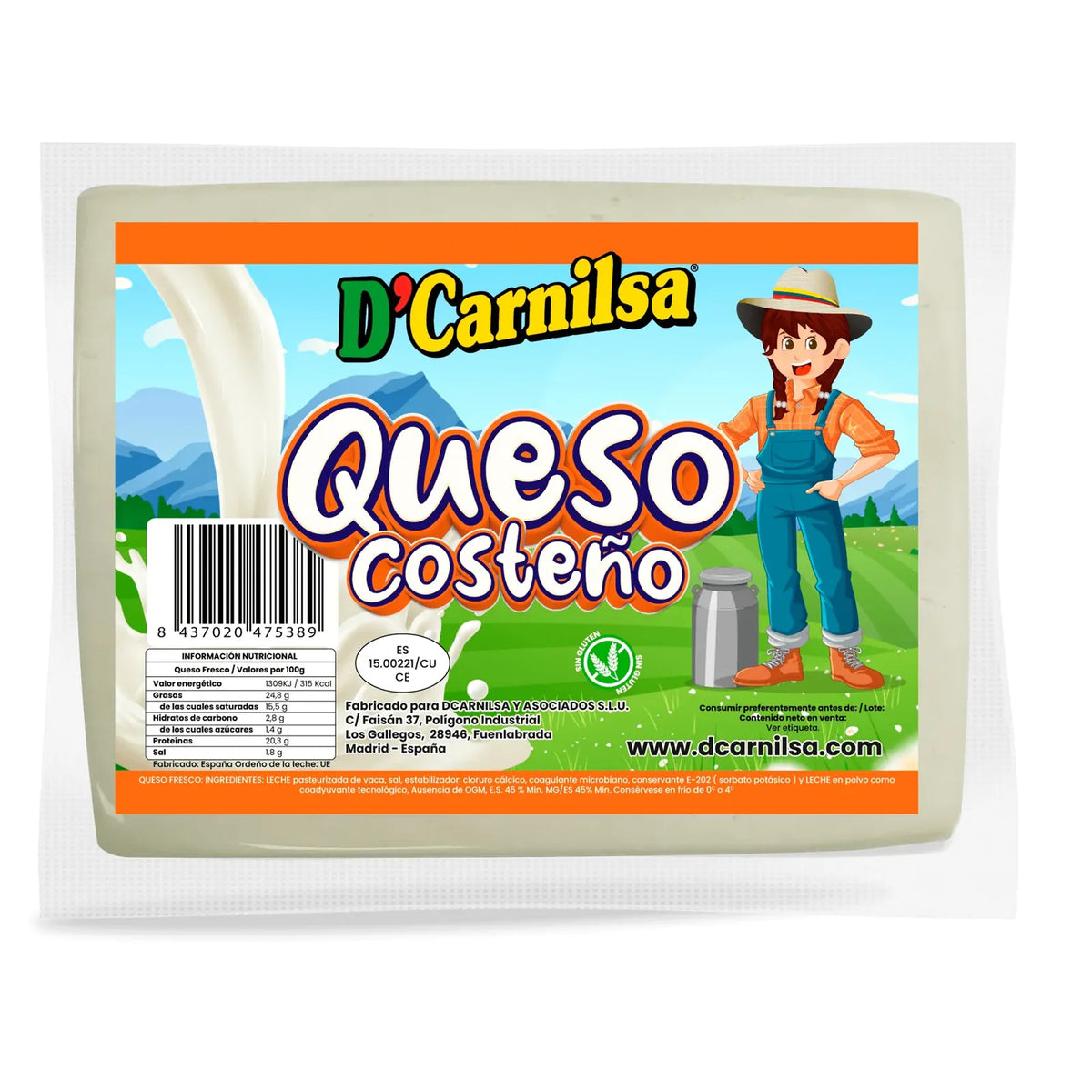 Queso costeño D`CARNILSA 1kg - Latineo
