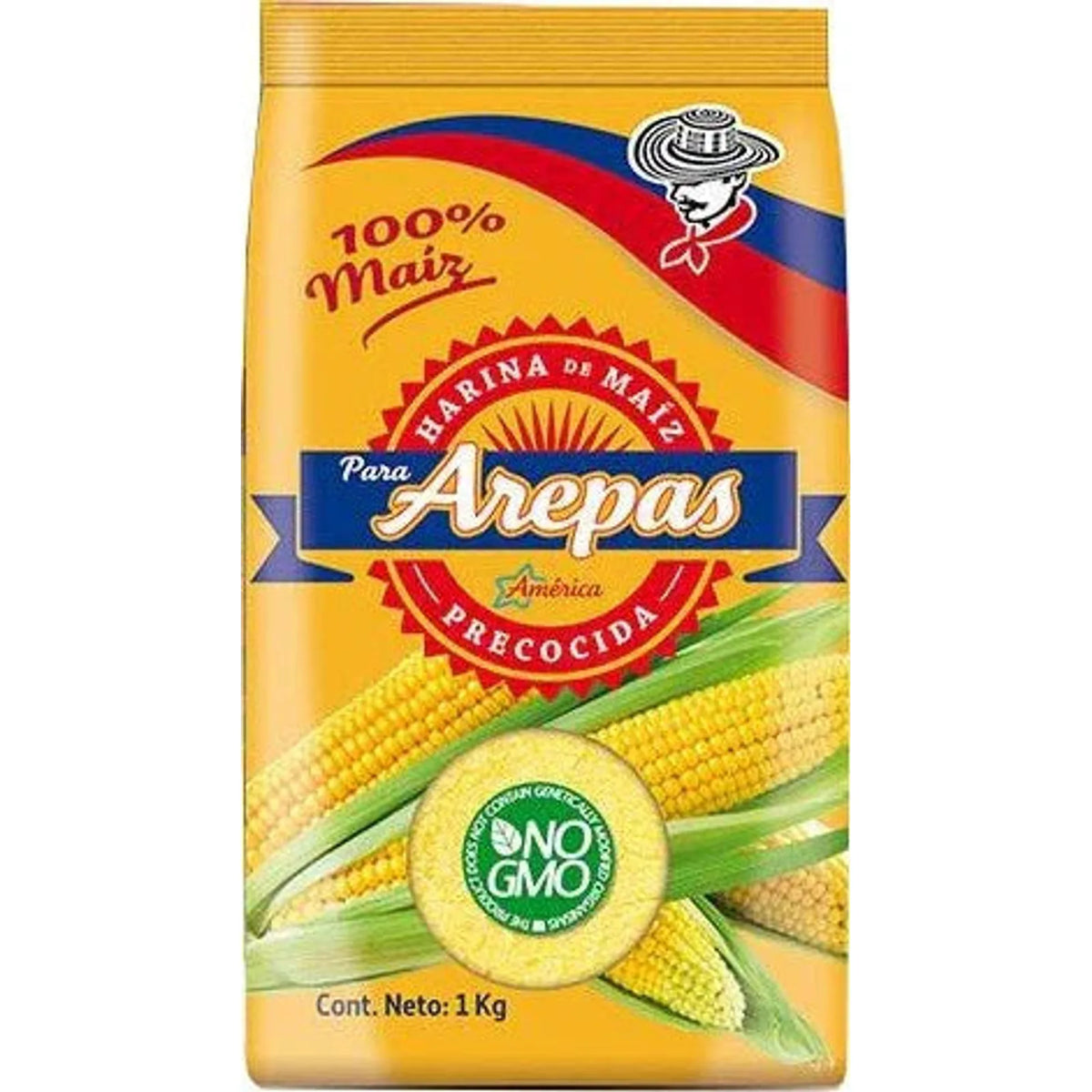 Harina de Maíz Precocida Amarilla AMÉRICA 1 kg - Latineo Imagen principal del producto