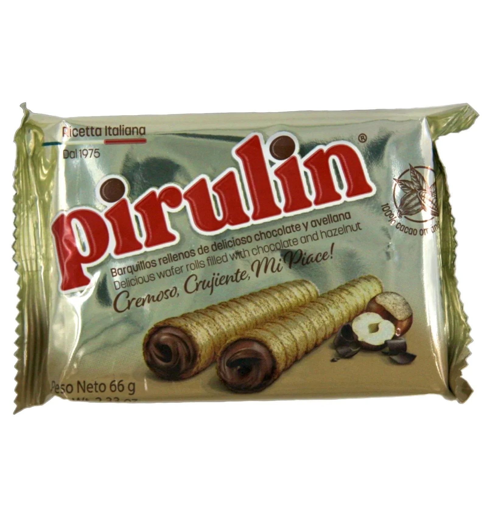 Pirulin barquillo de chocolate 66g - Latineo Imagen principal del producto