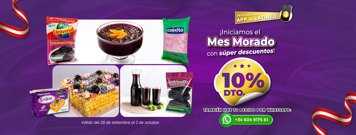 Mes Morado en Latineo: 10 % de descuento del 28 de septiembre al 2 de octubre.
