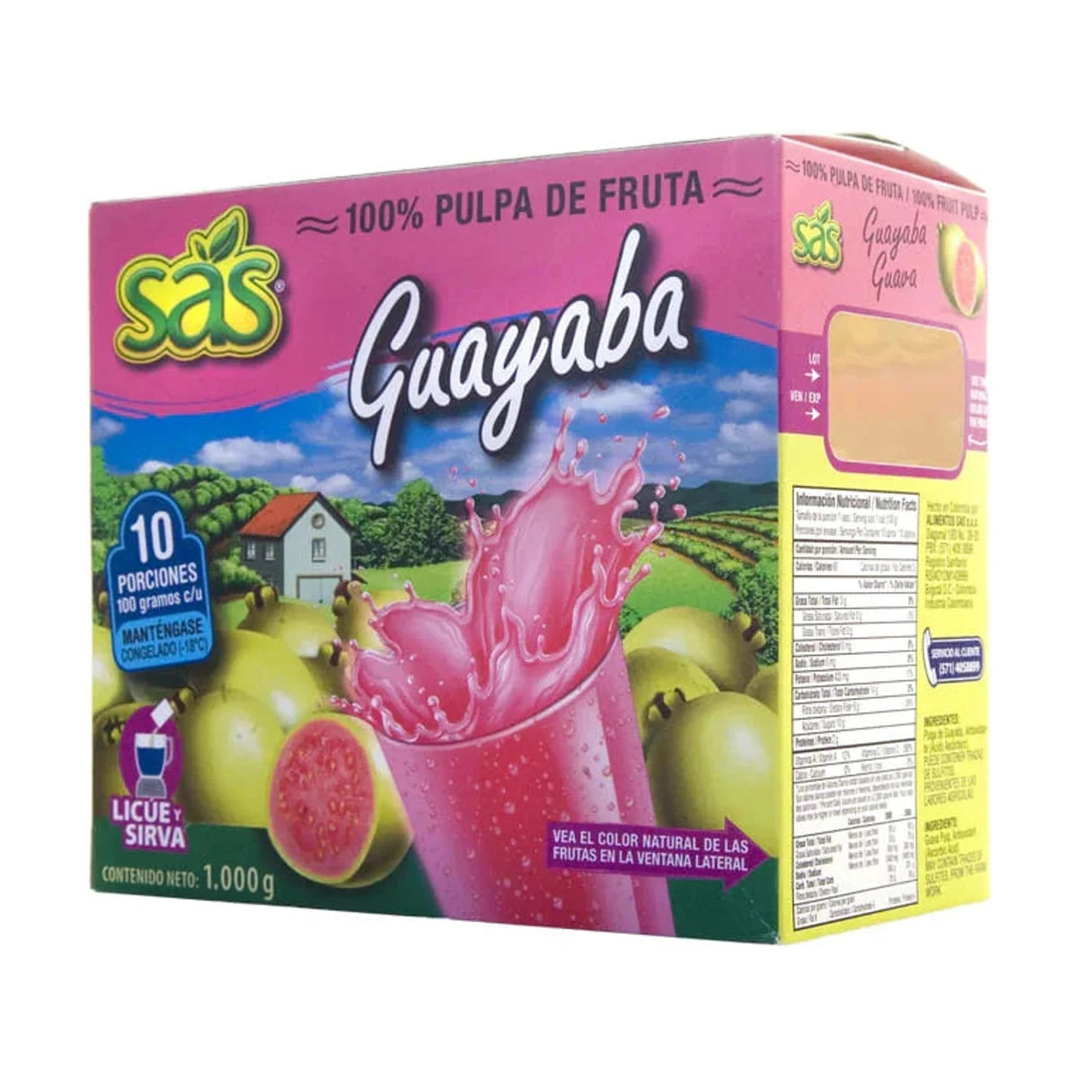 Pulpa de guayaba SAS monodosis 10 unid x 100g - Latineo Imagen principal del producto