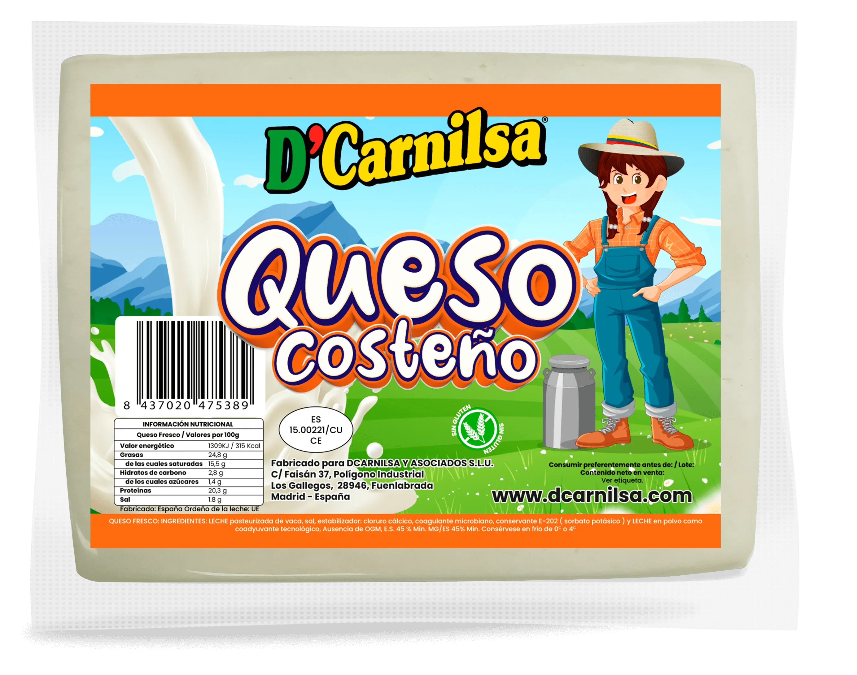Queso costeño D`CARNILSA 1kg - Latineo