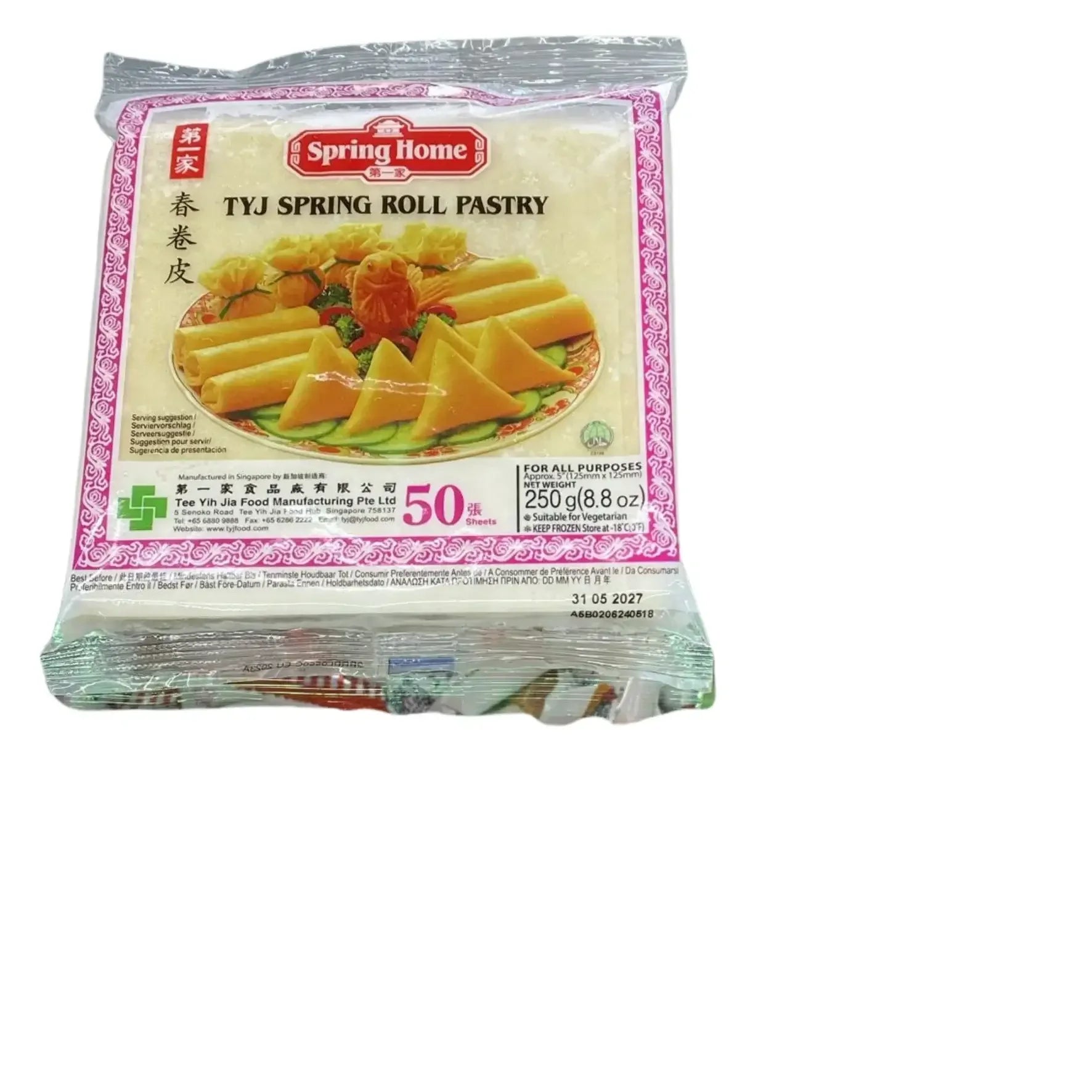 Pasta de rollito de primavera TyJ Spring Roll 250g - Latineo Imagen principal del producto